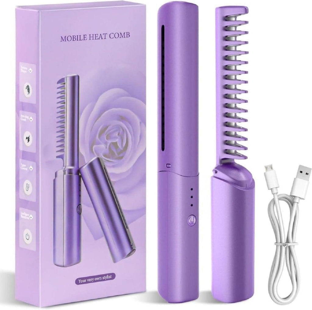 ✨ Meneflix Cordless Mini Hair Straightener Comb – Rechargeable Portable Styling Tool for Women
