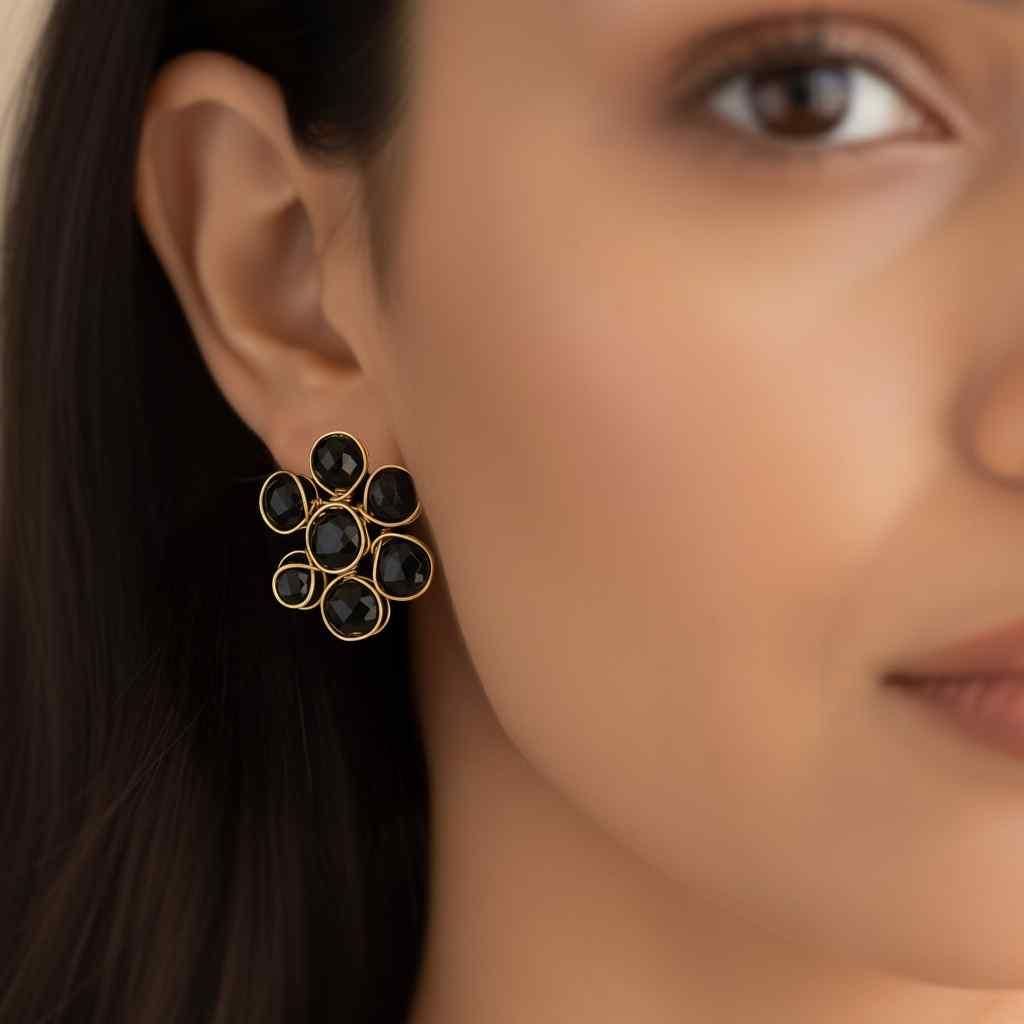 ✨ Black Crystal Choker Necklace &amp; Earring Set for Women – Luxury Festive Jewellery