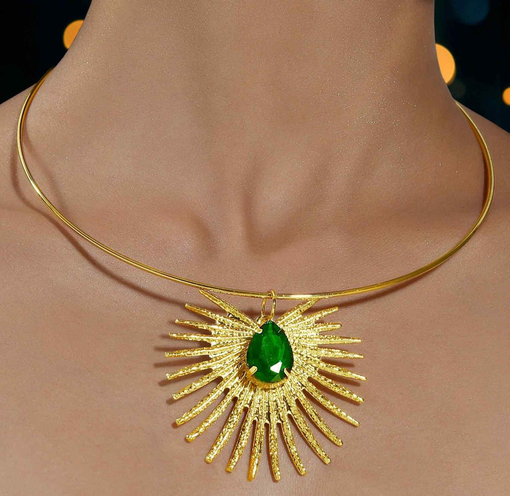 ✨ Royal Emerald Gold-Plated Necklace & Earring Set for Women – Premium Festive Jewellery Combo