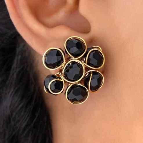 ✨ Black Crystal Choker Necklace &amp; Earring Set for Women – Luxury Festive Jewellery