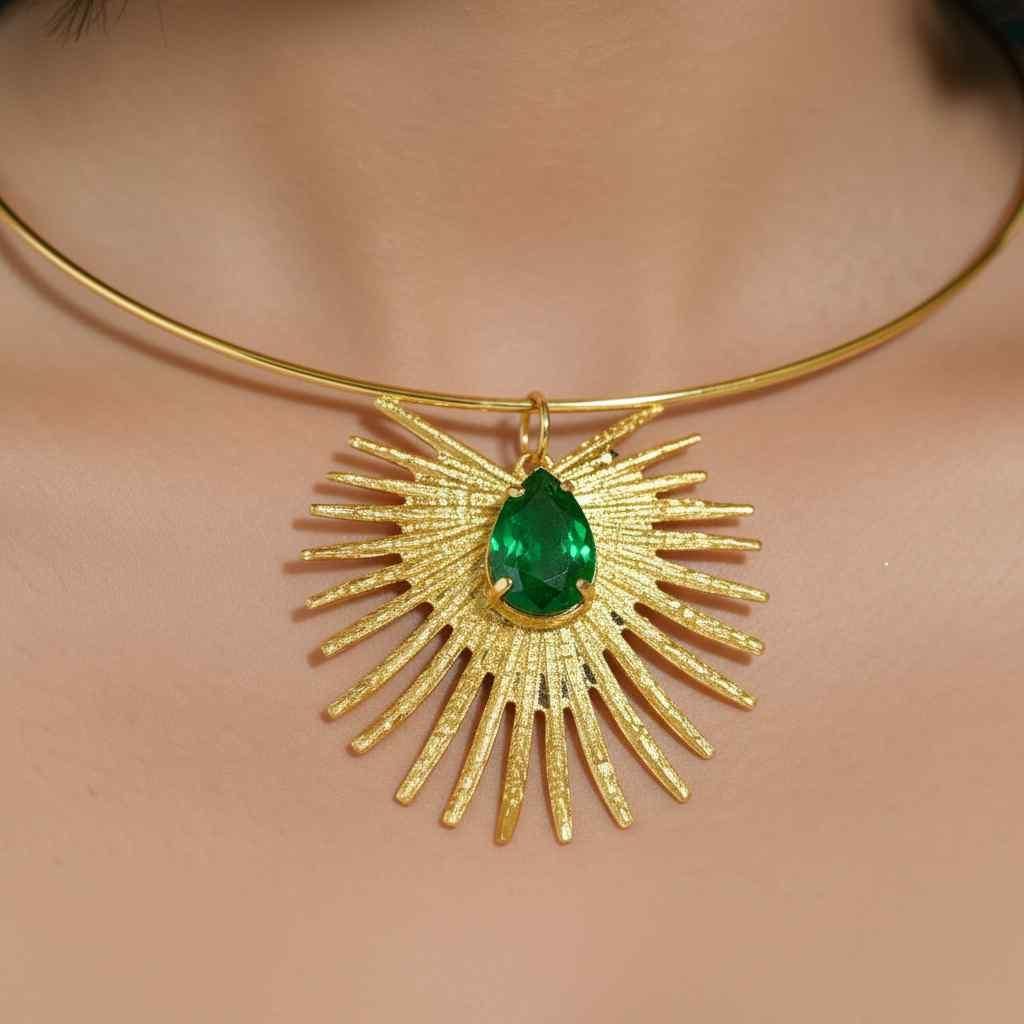 ✨ Royal Emerald Gold-Plated Necklace & Earring Set for Women – Premium Festive Jewellery Combo