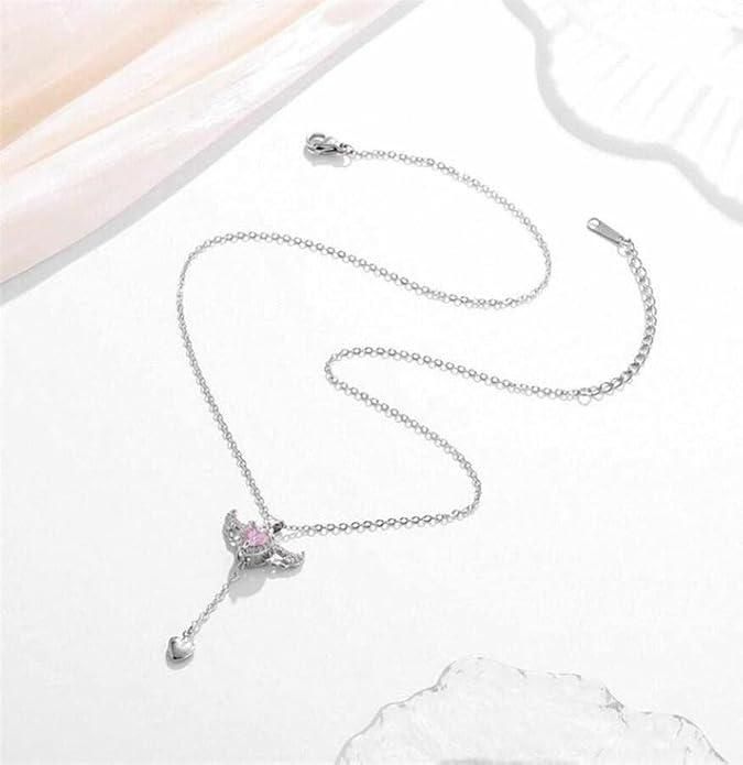✨ Silver Angel Wings Heart Pendant Chain for Women – Elegant Premium Necklace