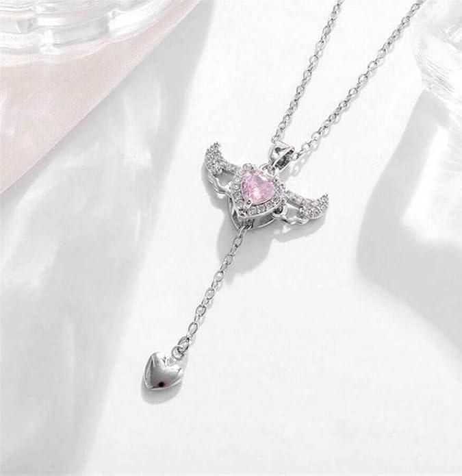 ✨ Silver Angel Wings Heart Pendant Chain for Women – Elegant Premium Necklace