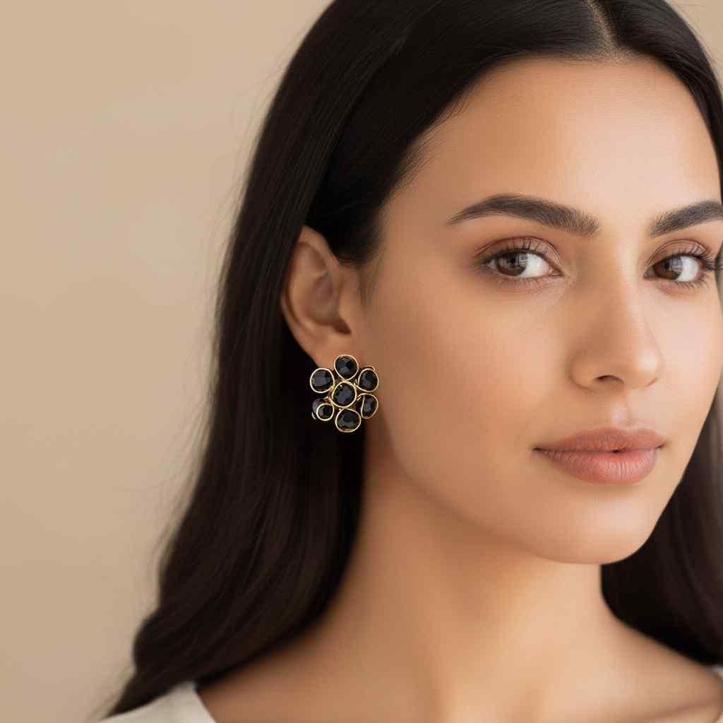 ✨ Black Crystal Choker Necklace &amp; Earring Set for Women – Luxury Festive Jewellery