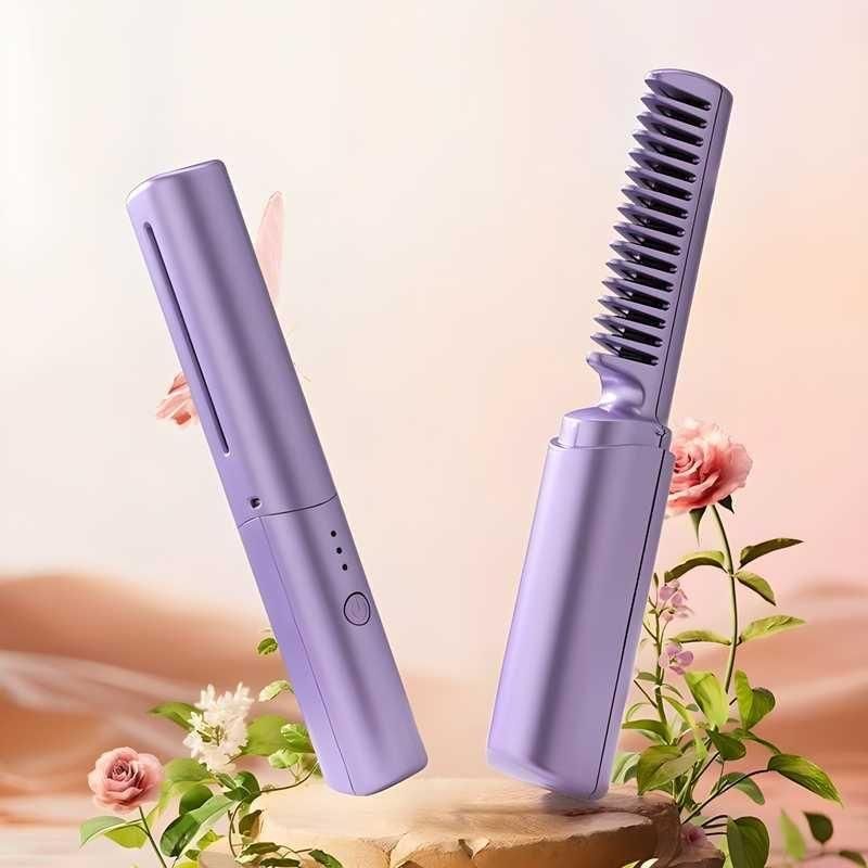 ✨ Meneflix Cordless Mini Hair Straightener Comb – Rechargeable Portable Styling Tool for Women