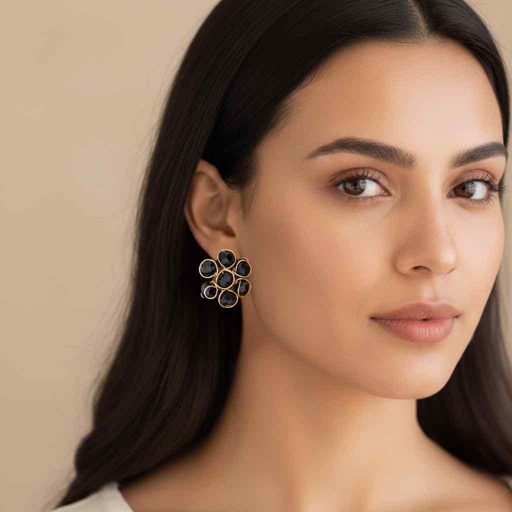 ✨ Black Crystal Choker Necklace &amp; Earring Set for Women – Luxury Festive Jewellery