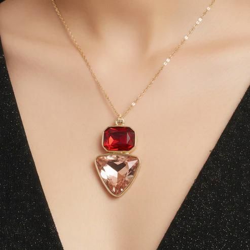 ✨ Elegant Ruby Pendant Necklace & Earring Set for Women – Premium Fashion Jewellery Combo