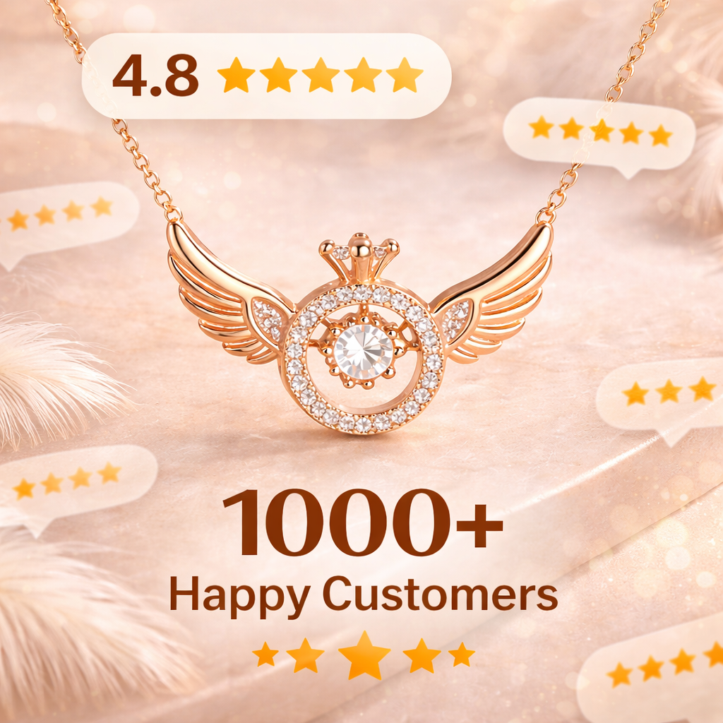 Angel Wing American Diamond Pendant – Luxury Rose Gold Finish