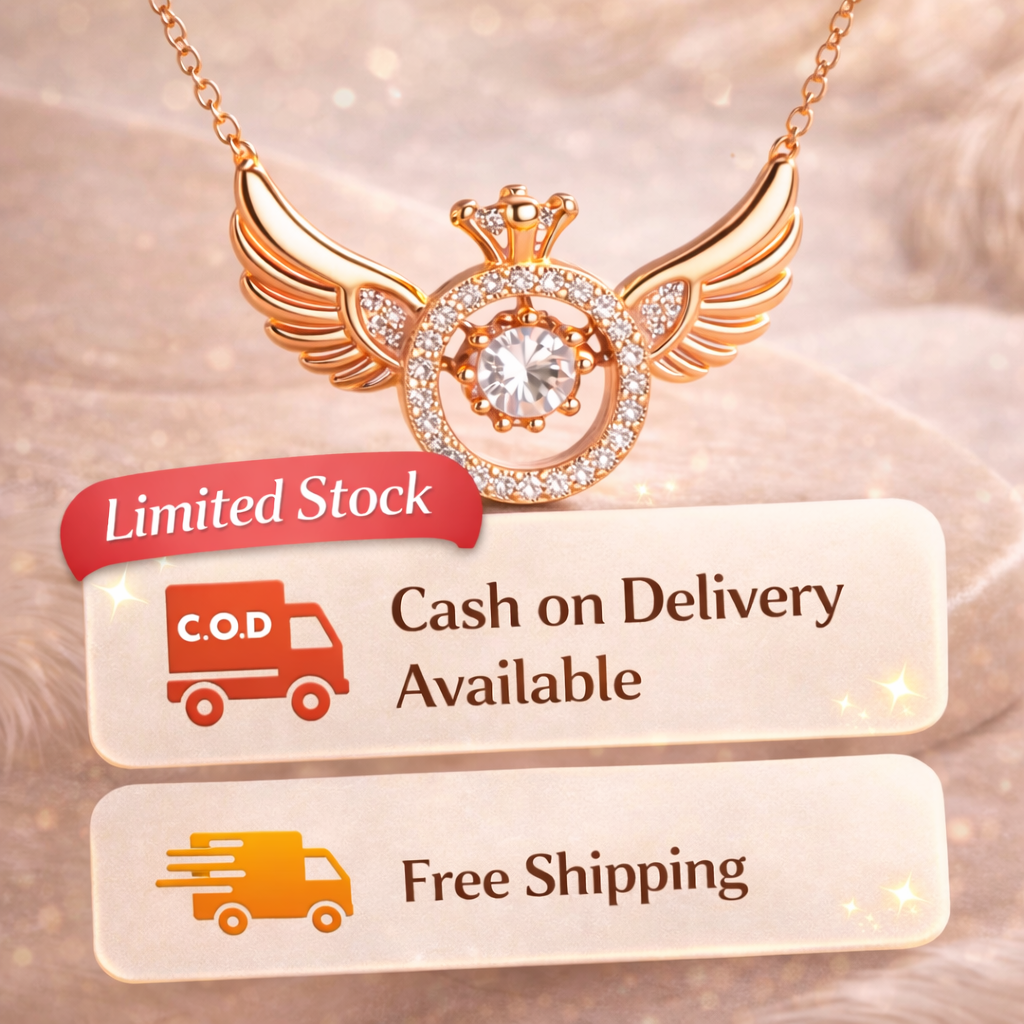 Angel Wing American Diamond Pendant – Luxury Rose Gold Finish