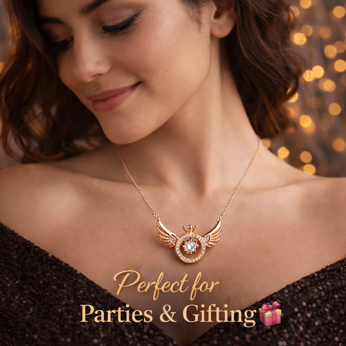 Angel Wing American Diamond Pendant – Luxury Rose Gold Finish