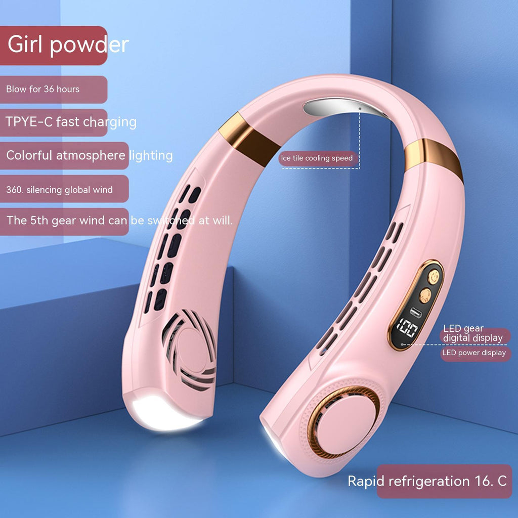 Portable Neck Fan USB Rechargeable Hands Free Hanging Cooling Fan Summer